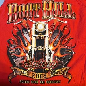 Gildan Ultra Cotton Red Tank To Shirt Boot Hill Saloon Daytona Beach 2008 L